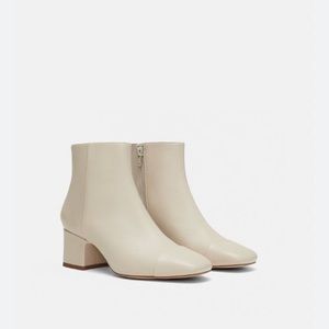Zara white toecap ankle boots